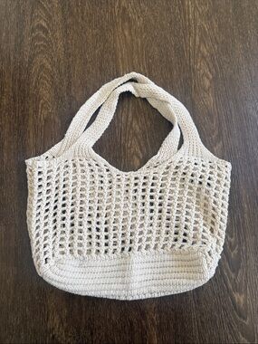 Handwoven Cream Crochet Market Tote